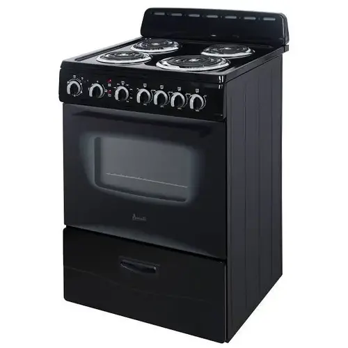 24 In. 2.6 Cu. Ft. Coil Electric Freestanding Range, Maunal Clean, Black, ADA