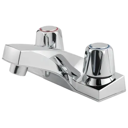 Pfirst Bathroom Faucet, 1.2 Gpm, 1.437" Spout, 4" Center, 2 Smooth Knobs, Chrome