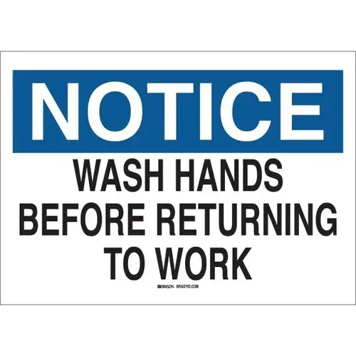 7 X 10" Aluminum "Notice Wash Hands Before Returning To Work" Sign 7 X 10" Aluminum "Notice Wash Hands Before Returning To Work" Sign