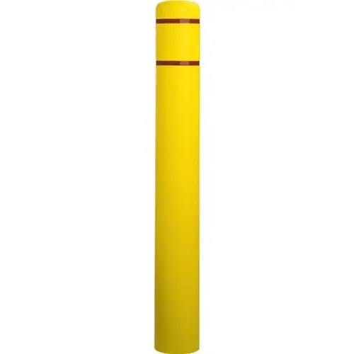 Bollard Post Sleeve, Yellow With Red Tape, 8-1/2 X 72