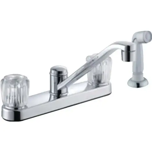 Two Handle Kitchen Faucet, With Spray, With Deckplate, 1.8gpm Chrome Two Handle Kitchen Faucet, With Spray, With Deckplate, 1.8gpm Chrome