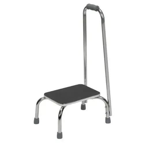 Safety Step Stool With Handle, Silver And Black
