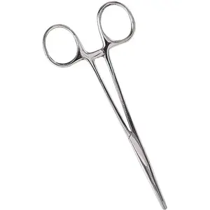 Mabis Healthcare 25-724-000 Precision Kelly Forceps, Locking/clamping, Curved, Silver, 5.5"