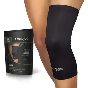 HeelBo 630-6560-0122 Copper Infused Knee Compression Sleeve, Breathable, Black, Medium