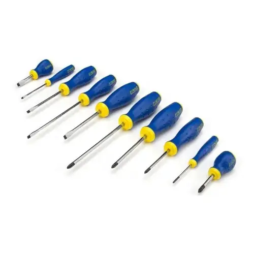 10 Piece Phillips And Slotted Screwdriver Set Blue Yellow