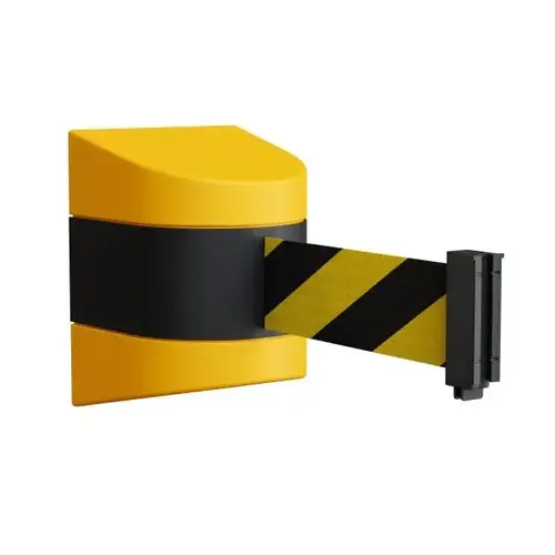 Yellow Plastic 30 ft Fixed Wall Mount Yellow & Black Diagonal Belt