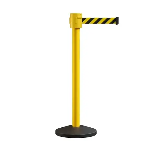 35 ft Crowd Control Retractable Belt Barrier With Black & Yellow Belt