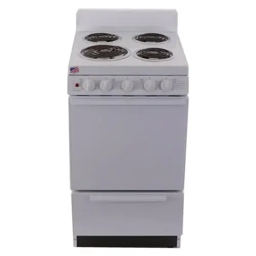 Premier 20 In. 2.4 Cu. Ft. Coil Electric Freestanding Range, Manual Clean, White, ADA Premier 20 In. 2.4 Cu. Ft. Coil Electric Freestanding Range, Manual Clean, White, ADA