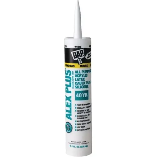 Alex Plus 10.1 Oz White Acrylic Latex Caulk Plus Silicone