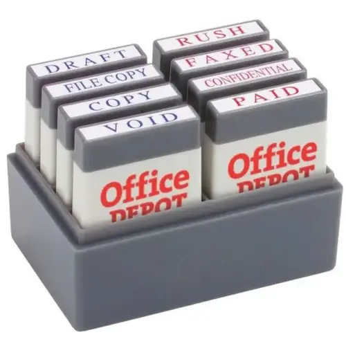 Brand Mini Message Stamp Kit, Blue/Red Ink