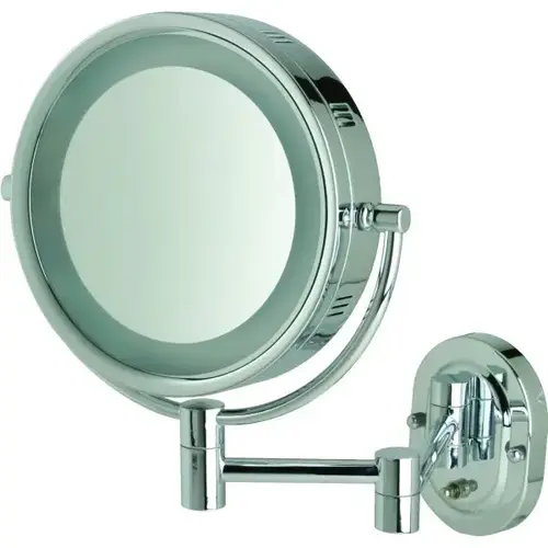 8" Wall Mount Mirror With Halo Light, Plug In, Chrome