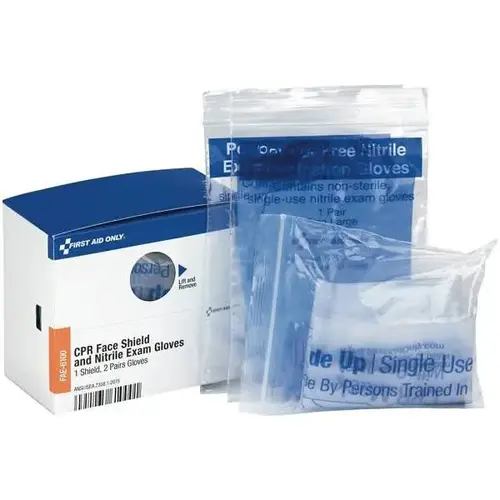 1 CPR Face Shield And 4 Nitrile Exam Gloves Refill