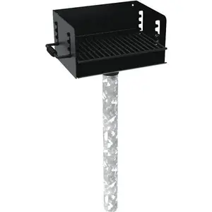 GENERIC G630-3 300 Sq. In. Rotating Commercial Pedestal Grill With In-Ground Mount Post Black