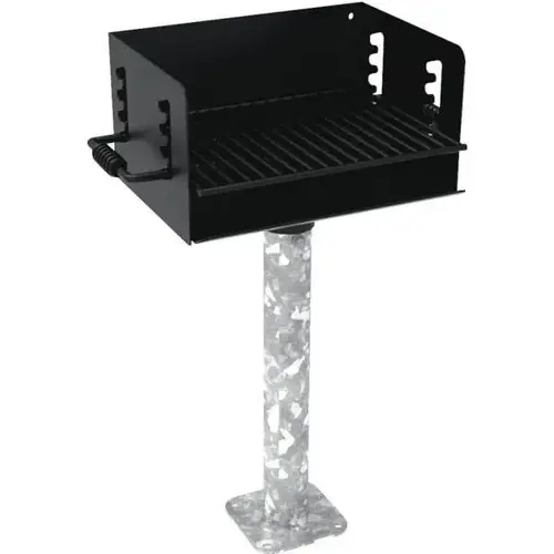 300 Sq. In. ADA Rotating Commercial Pedestal Grill W/ Surface-Mount Post (Black)