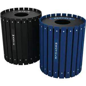 Nex-Terra N1R-SPW-3 32 Gal. Round Waste And Recycle Bin (Black/Navy Blue)