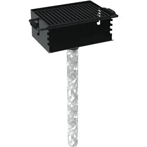 280 Sq. In. Cooking Area Commercial Pedestal Grill W/ Ground-Mount Post (Black)