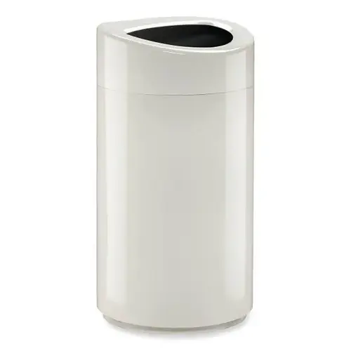 Open Top Oval Waste Receptacle, Steel, 14 Gallon, White Open Top Oval Waste Receptacle, Steel, 14 Gallon, White