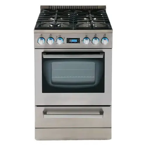Elite Series 24 In. 2.6 Cu. Ft. 4 Burner Gas Freestanding Range, Manual Clean, Stainless Steel, ADA