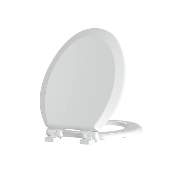 Seasons TSMWE2301 Premium Wood Elongated Closed-Front Slow Close Toilet Seat, White