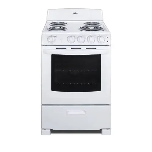 24 In. 2.9 Cu. Ft. Coil Electric Freestanding Range, Manual Clean, White, ADA 24 In. 2.9 Cu. Ft. Coil Electric Freestanding Range, Manual Clean, White, ADA