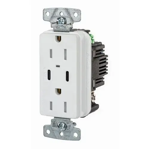 Wiring Devices 15a USB C Power Delivery Rec White Wiring Devices 15a USB C Power Delivery Rec White