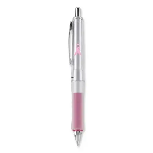Dr. Grip Breast Cancer Awareness Pen Medium Black Ink Silver/Pink Barrel