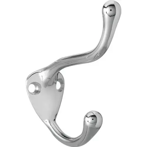 Satin Chrome Medium Coat Hook 1-1/4"H X 1-1/16"W