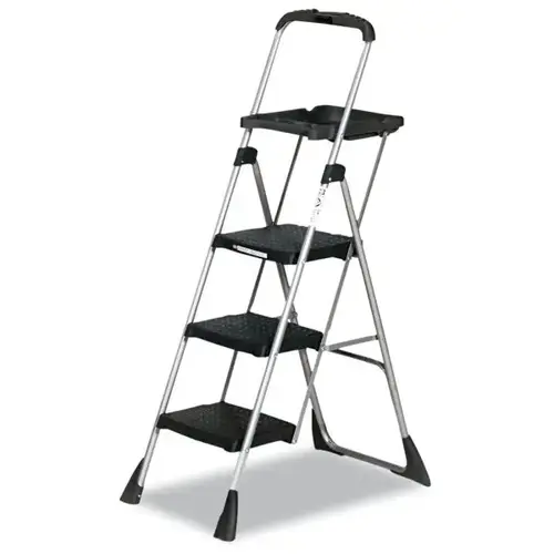 Max Work Steel Platform Ladder, 22w X 31d X 55h, 3-Step, Black