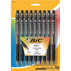 BIC BU3P18-BLK 1.0 Mm Black Medium Point Bu3 Grip Rightt Ball-Point Pen