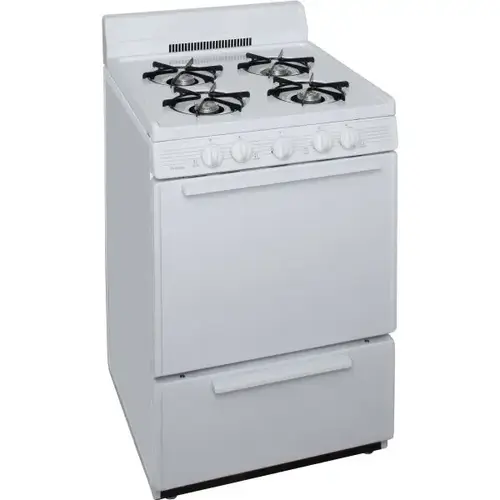 Premier 24 In. 2.9 Cu. Ft. 4 Burner Gas Freestanding Range, Manual Clean, White, ADA Premier 24 In. 2.9 Cu. Ft. 4 Burner Gas Freestanding Range, Manual Clean, White, ADA