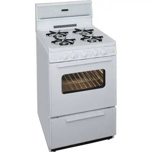 Premier 24 In. 2.9 Cu. Ft. 4 Burner Gas Freestanding Coil Range, Manual Clean, White, ADA Premier 24 In. 2.9 Cu. Ft. 4 Burner Gas Freestanding Coil Range, Manual Clean, White, ADA