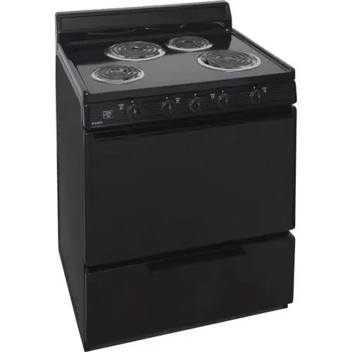 Premier 30 In. 3.9 Cu. Ft. 4 Burner Electric Freestanding Coil Range, Manual Clean, Black, ADA Premier 30 In. 3.9 Cu. Ft. 4 Burner Electric Freestanding Coil Range, Manual Clean, Black, ADA