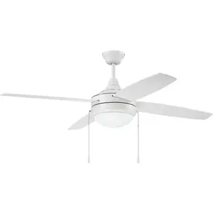 Craftmade International PHA52W4 Phaze 52 In. 4-Blade LED Ceiling Fan With Light (White)