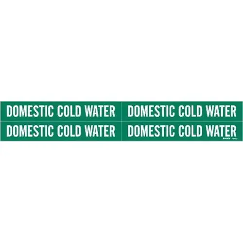 Domestic Cold Water Pipe Marker 1.125" H X 7" W White On Green