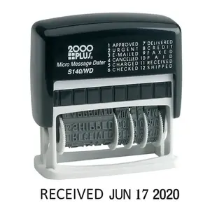 2000 Plus 011090 Self-Inking 12-In-1 Micro Date And Message Stamp