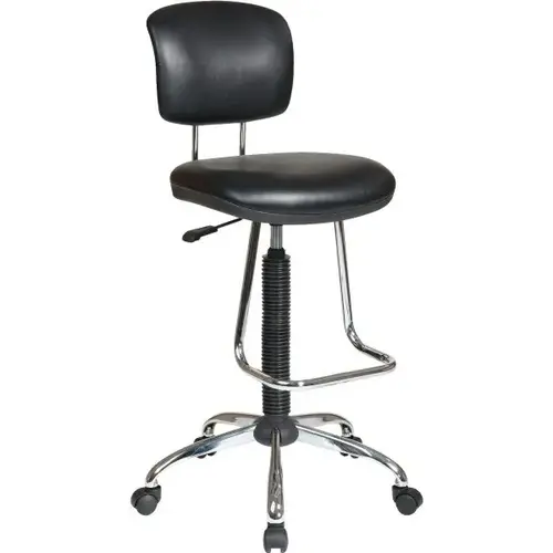Worksmart Economical Chair With Chrome Footrest Black