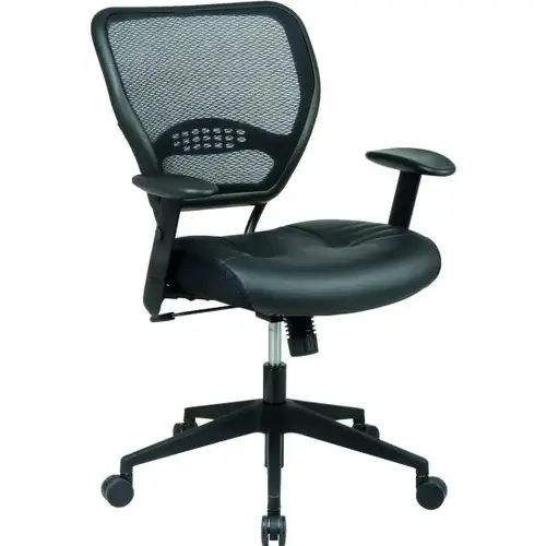 Space Seating Leather Seat Air Grid Back Chair Black