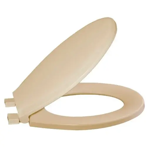 Regular Duty Plastic Toilet Seat, Round Closed Front With Lid, Bone