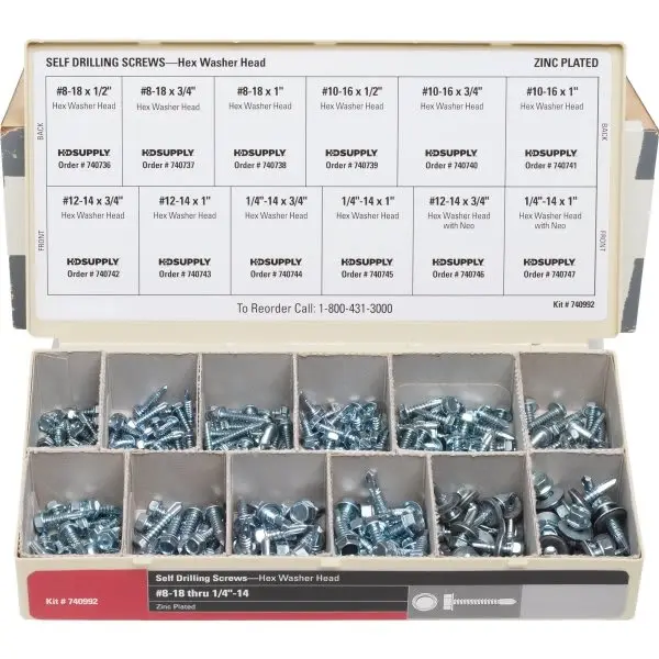GENERIC PRIVATE BRAND Wellsco Hex Head Self-Drilling Screw Assortment Kit 21-9669