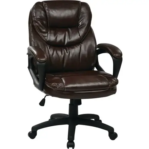 Faux Leather Manager'S Chair With Padded Arms Chocolate Faux Leather Manager'S Chair With Padded Arms Chocolate