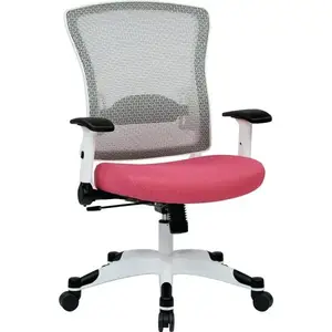 Space Seating 317W-W1C1F2W-261 White Frame Managers Chair, Breathable Mesh Back, Pink Color Seat