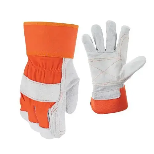 Double Leather Palm Work Gloves With Safety Cuff - Large Double Leather Palm Work Gloves With Safety Cuff - Large