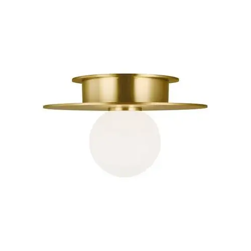 Nodes 8" 1-Light Burnished Brass Ceiling Fixture With White