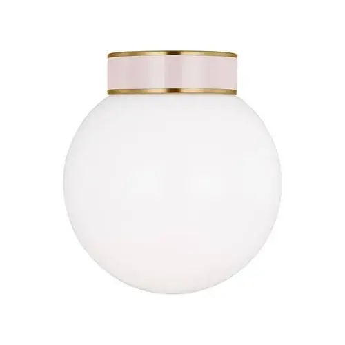 Monroe 1-Light Burnished Brass Ceiling Fixture With White Monroe 1-Light Burnished Brass Ceiling Fixture With White