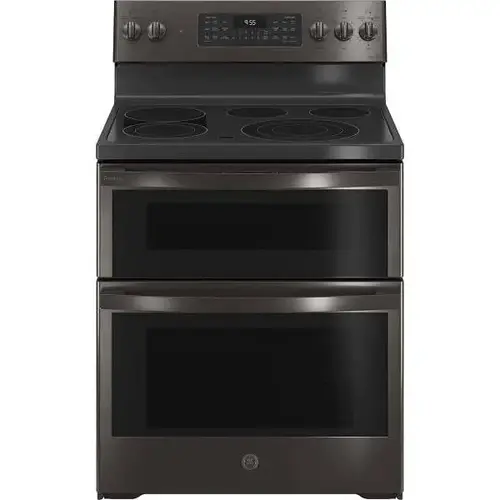 30 In. 6.6 Cu. Ft. Smooth Electric SmartHQ Slide-In Double Oven Range, Self-Clean, Black Stainless Steel