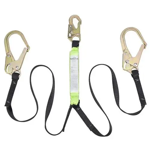 6 Ft Double Leg Shock Absorbing Fall Protection Lanyard-Tear Pack