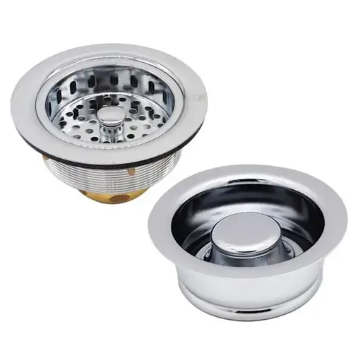 Post-Style Kitchen Strainer With Disposal Flange & Stopper In Chrome Post-Style Kitchen Strainer With Disposal Flange & Stopper In Chrome