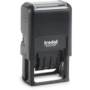 Trodat TDTE4754 Self-Inking 5-In-1 Date And Message Stamp Red And Blue Ink