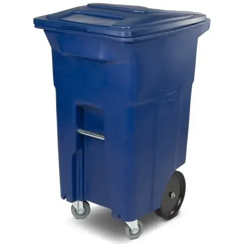 64 Gallon Molded Wheeled Trash Can W/ Casters And Lid