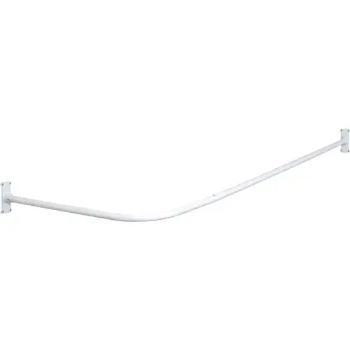 Zenith White 90 degree Curved Specialty Shower Rod With Hardware And Mounting Brackets